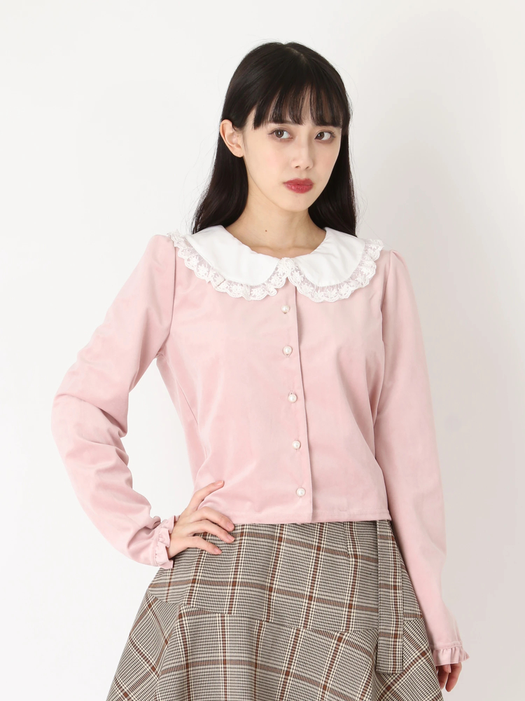 OLLEBOREBLA アルベロベロ　 ベスト　りんご　フリル　ビーズ　アンゴラ フリルフードベスト | AND ON JIONE STORE（アンドオン）ジオン