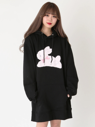 ラビットプリントBIGパーカー - Ank Rouge(アンクルージュ)のパーカ