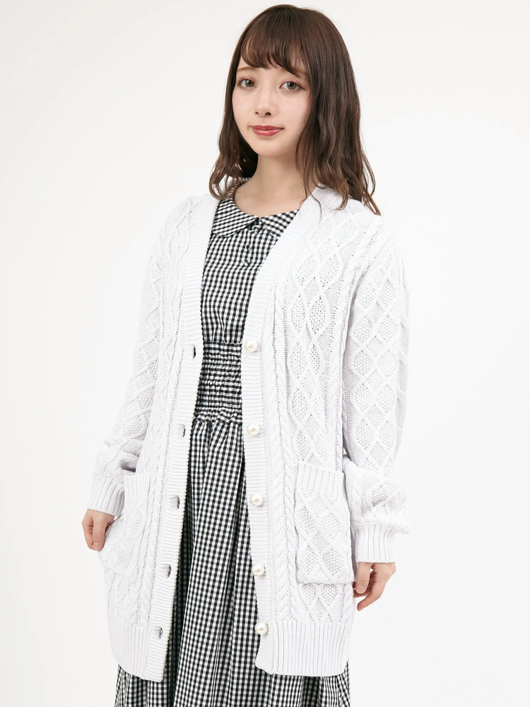 パールボタンケーブルロングカーディガン - Ank Rouge(アンクルージュ