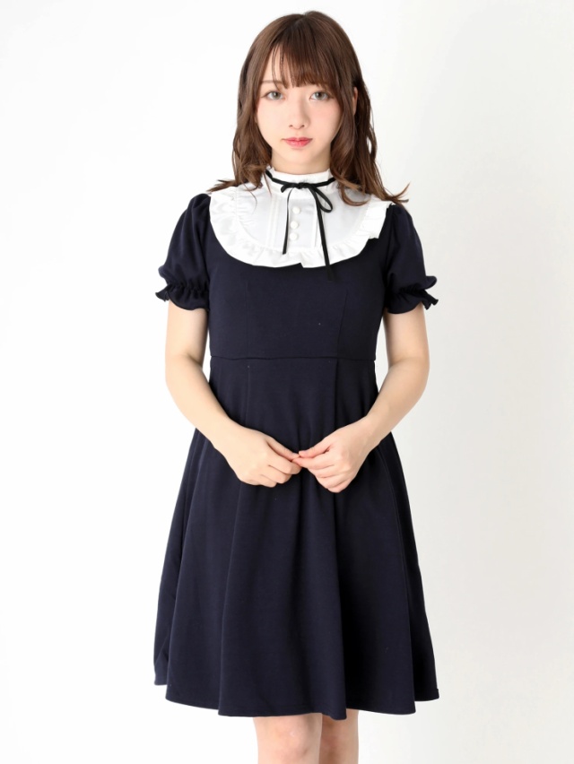 ヨークフリルスタンドカラーパフワンピース - Ank Rouge(アン  