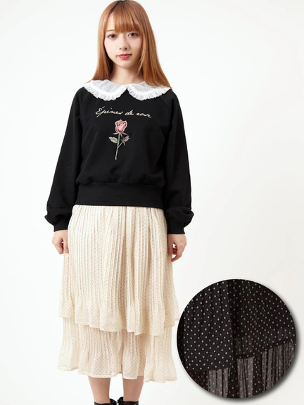 シフォンドットプリーツSK(アイボリー)