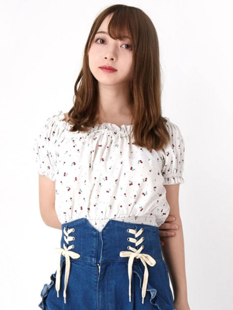Rouje paris チェリー柄ブラウス Rouje Paris(ルージュ) チェリー柄 シャツブラウス レディースの通販
