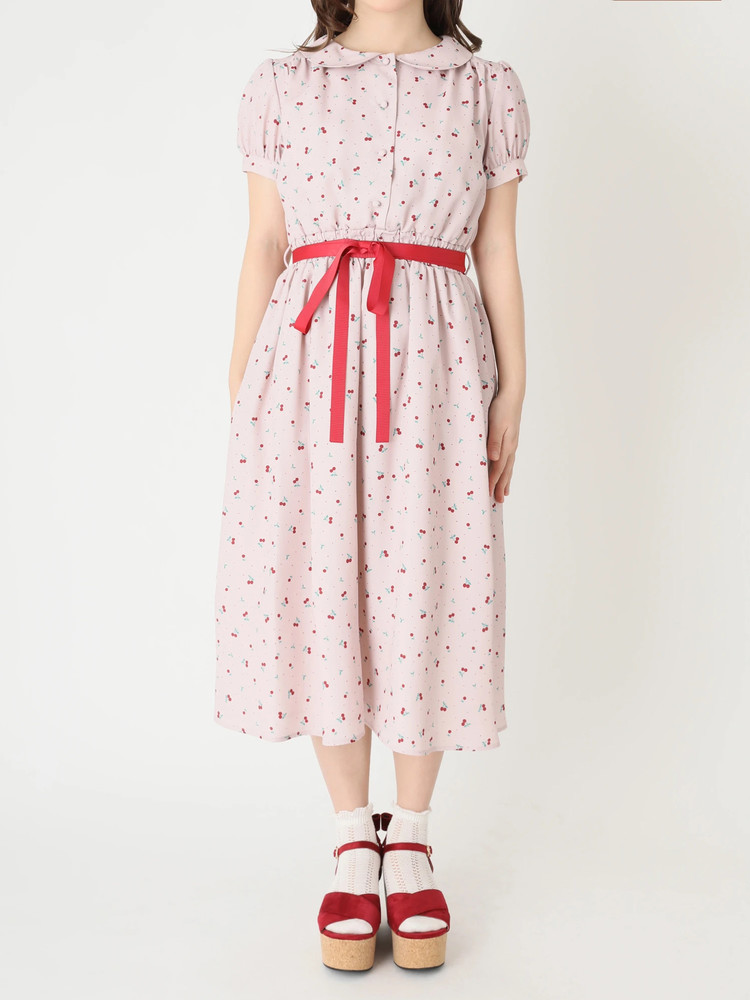 【Ank Rouge】ドットワンピース 半袖 Ank Rouge】ドットワンピース 半袖 ドットフリルパフワンピース