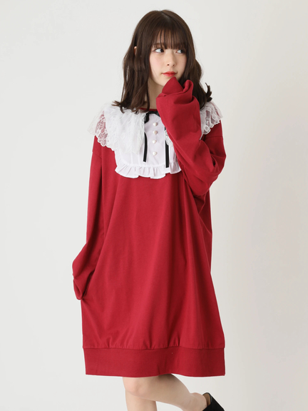 ケープ付きメイドライクトップス(ピンク)