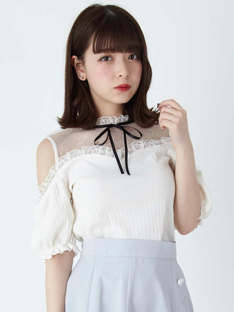 アンクルージュ サイドハ一トあきティアードワンピース＆ワンショルテレコTOPS ワンショルテレコTOPS - Ank Rouge(アンクルージュ)のTシャツ