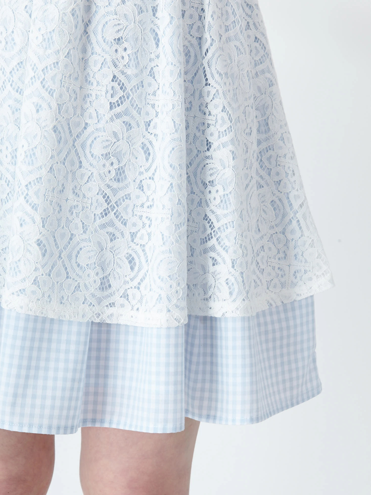 hagumu ⿻ リネン ギンガムチェック ワンピース バンドカラー ルーズ hagumu ⿻ リネン ギンガムチェック ワンピース バンドカラー ルーズ