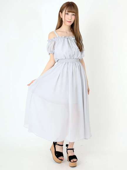 2WAYシフォンマキシワンピース(ピンク)