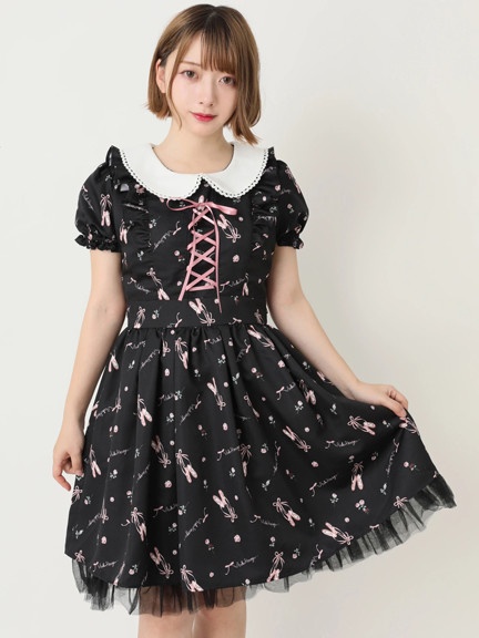 RibbonToeShoseレースアップフリルワンピース - Ank Rouge(アン  