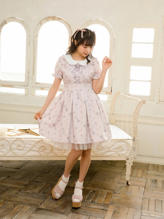 JnylonStudios フリルアシンメトリーワンピース ドレス パープル  