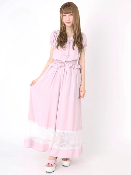 RomanticLacyワイドパンツ(ピンク)