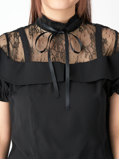 レース切り替えブラウス