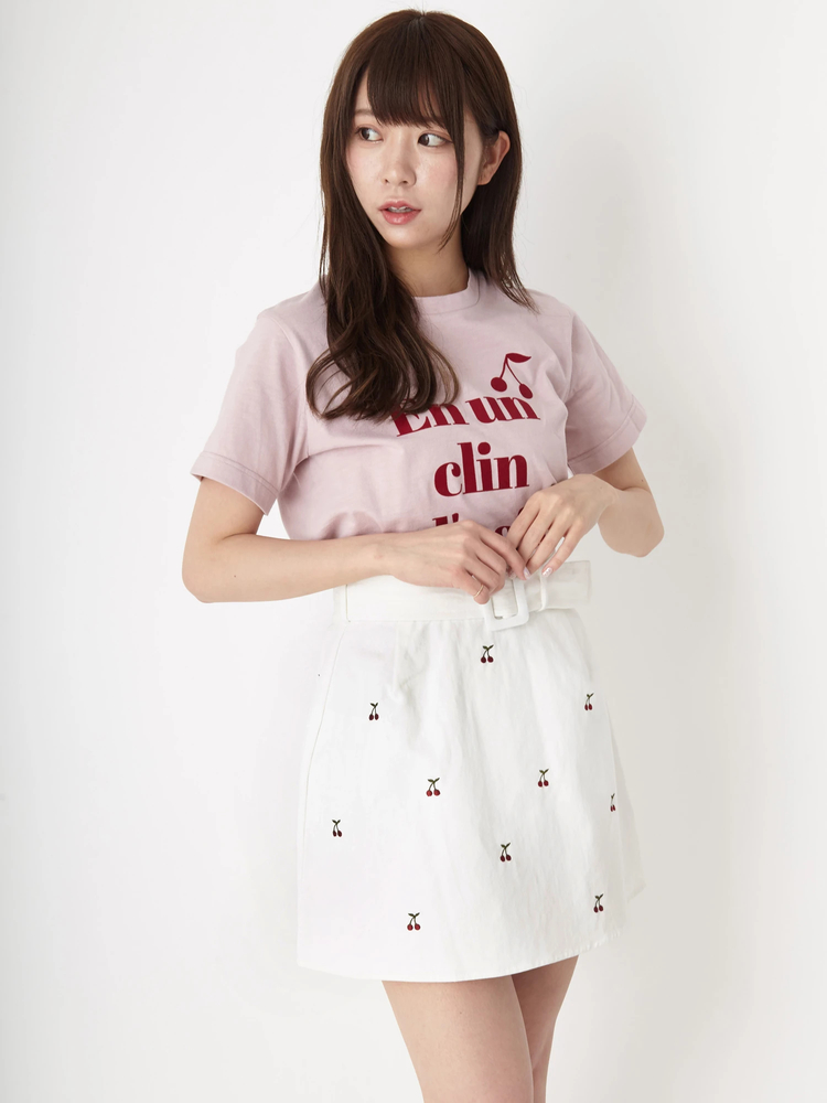 チェリー刺繍台形スカート - Ank Rouge(アンクルージュ)のスカート