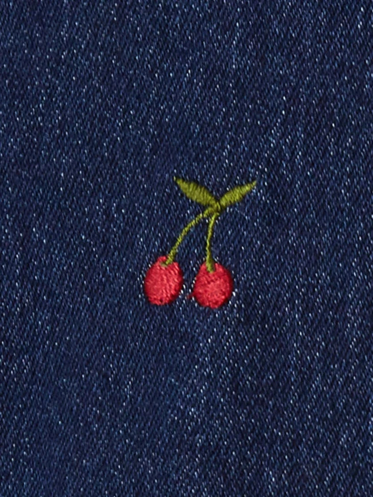 フリル付き青いスカート果物刺繍 チェリー刺繍台形スカート - Ank Rouge(アンクルージュ)のスカート