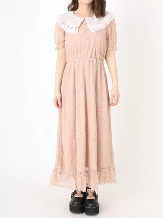 プリーツカラーレースワンピース - Ank Rouge(アンクルージュ)のマキシ