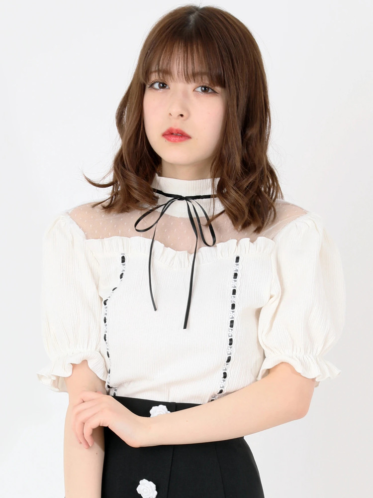 【残りわずか】 レース切り替えトップス - Rouge(アンクルージュ)のTシャツ Ank トップス