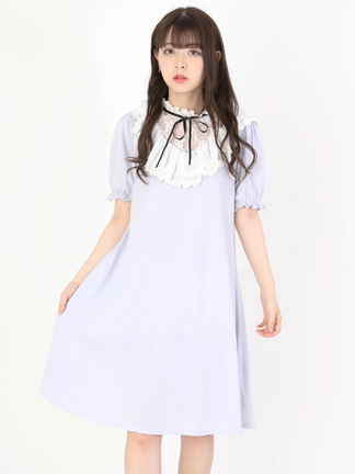 ank rouge 花チェリー柄フリルレースワンピース 半袖襟付きミニワンピース 衿レースセーラーワンピース - Ank Rouge(アンクルージュ)の