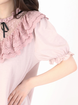 フリルレース切り替えカットワンピース - Ank Rouge(アン