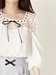 レース切り替えハシゴレースブラウス