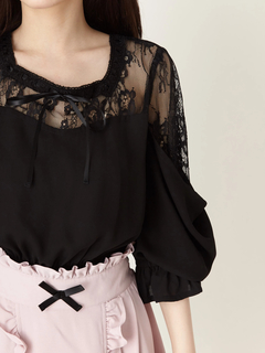 レース切り替えハシゴレースブラウス