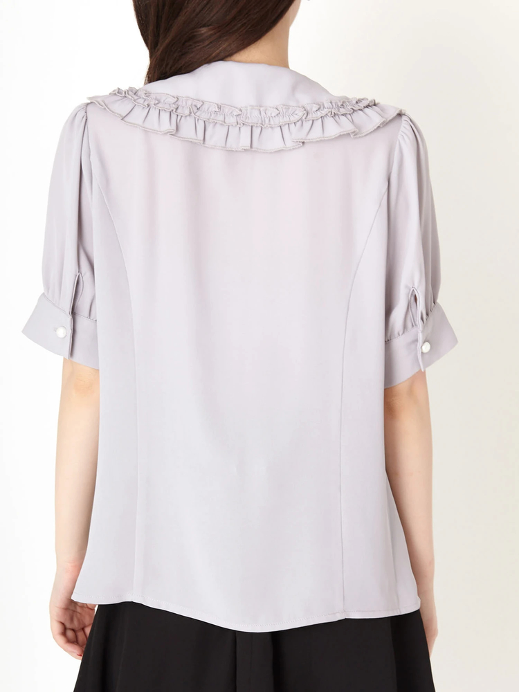 anuans プレイドダブルフリルブラウス アニュアンス anuans プレイドダブルフリルブラウス （BLACK