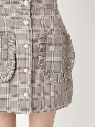 極美品　マークアンドロナ　近年　セットアップ　フリル　スカート　チェック 極美品 マークアンドロナ 近年 セットアップ フリル スカート チェック