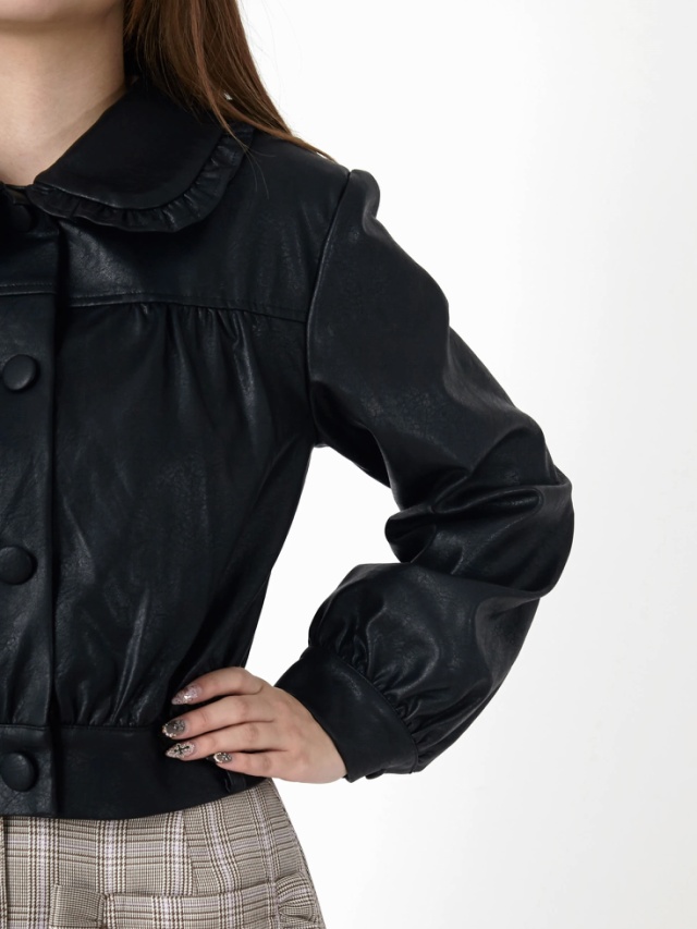 フェイクレザーフリルブルゾン - Ank Rouge(アンクルージュ)のブルゾン  