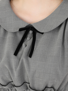 グレンチェックロングワンピース