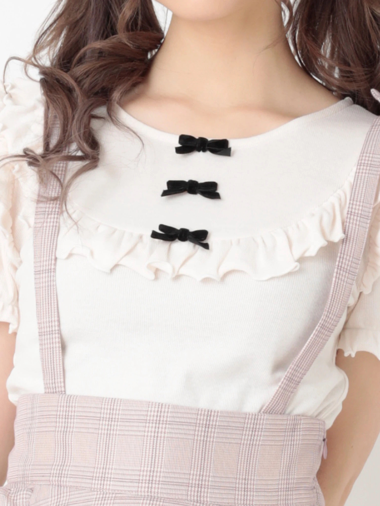 ヨークフリルリボントップス - Ank Rouge(アンクルージュ)のTシャツ