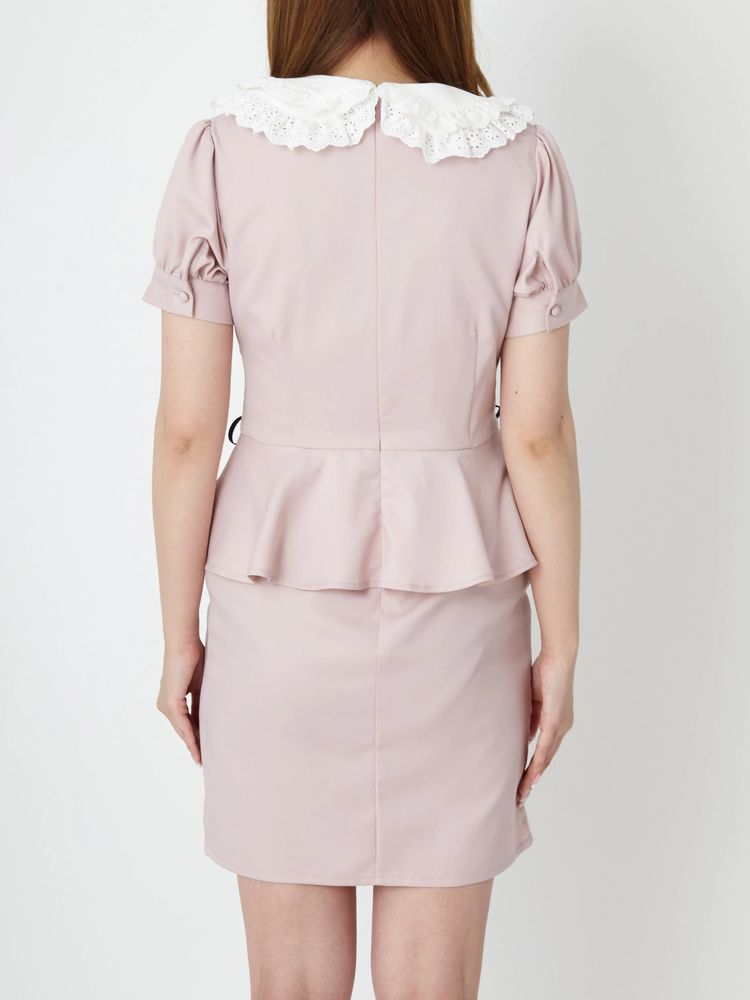 aiyam♡  新品未使用 Mejular ベージュサイズ1 レースアップぺプラムタイトワンピース - Ank Rouge(アン