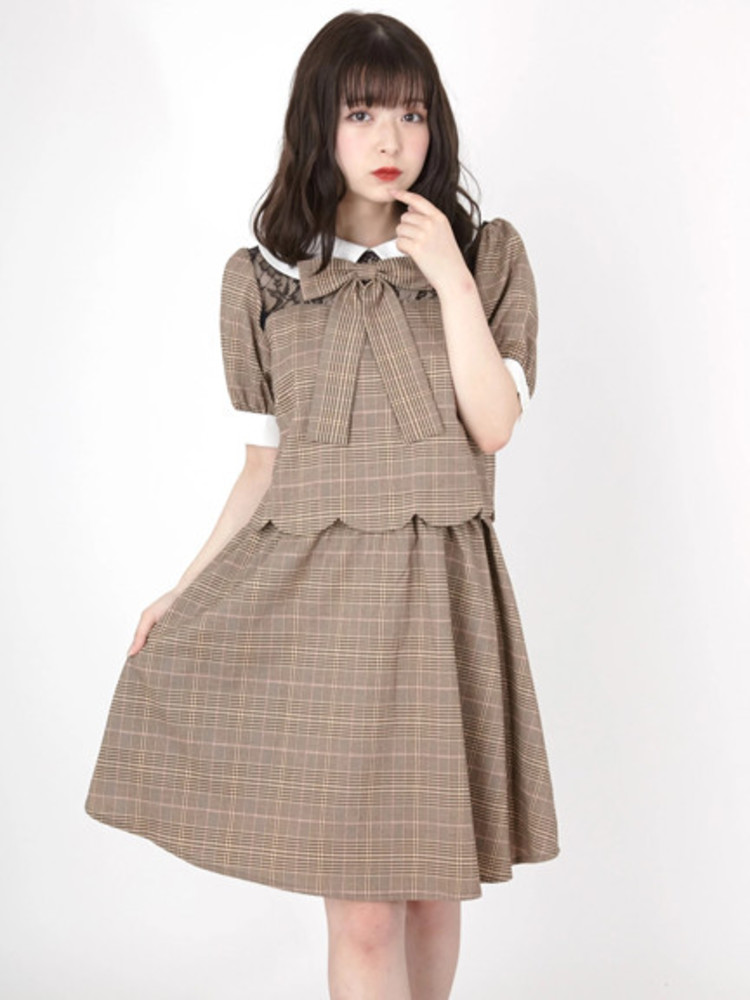 チェックツイードベアワンピース(F BEIGE): ONEPIECE