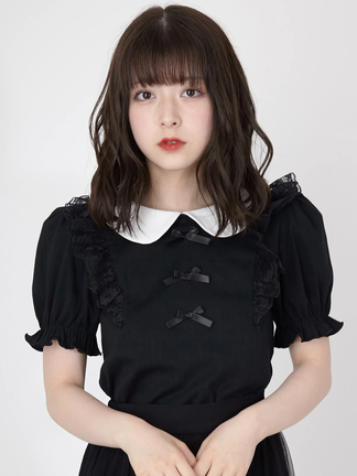 meg aikawa openshut フリルリボンロングTシャツ リボンカラーモックネックカットソー｜ピンクハウスオフィシャル