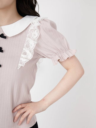 3つリボン丸衿テレコTOPS - Ank Rouge(アンクルージュ)のTシャツ