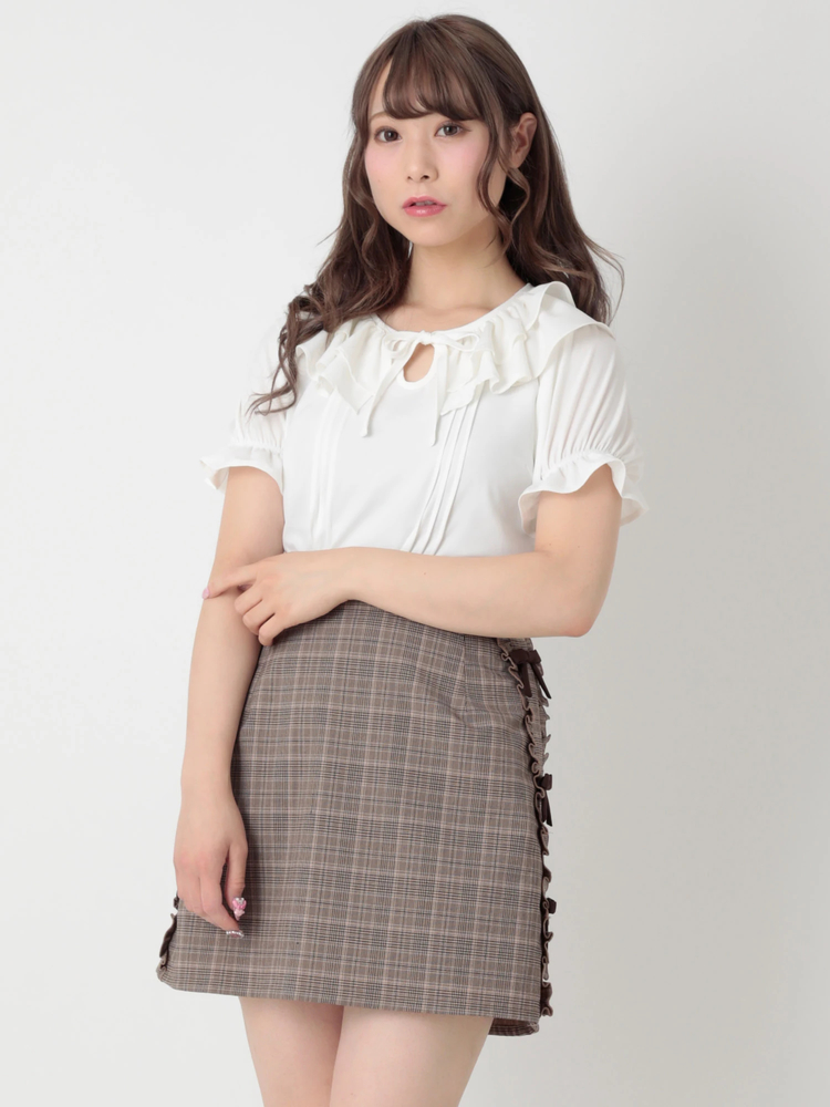 サイドリボン台形ミニスカート - Ank Rouge(アンクルージュ)のスカート