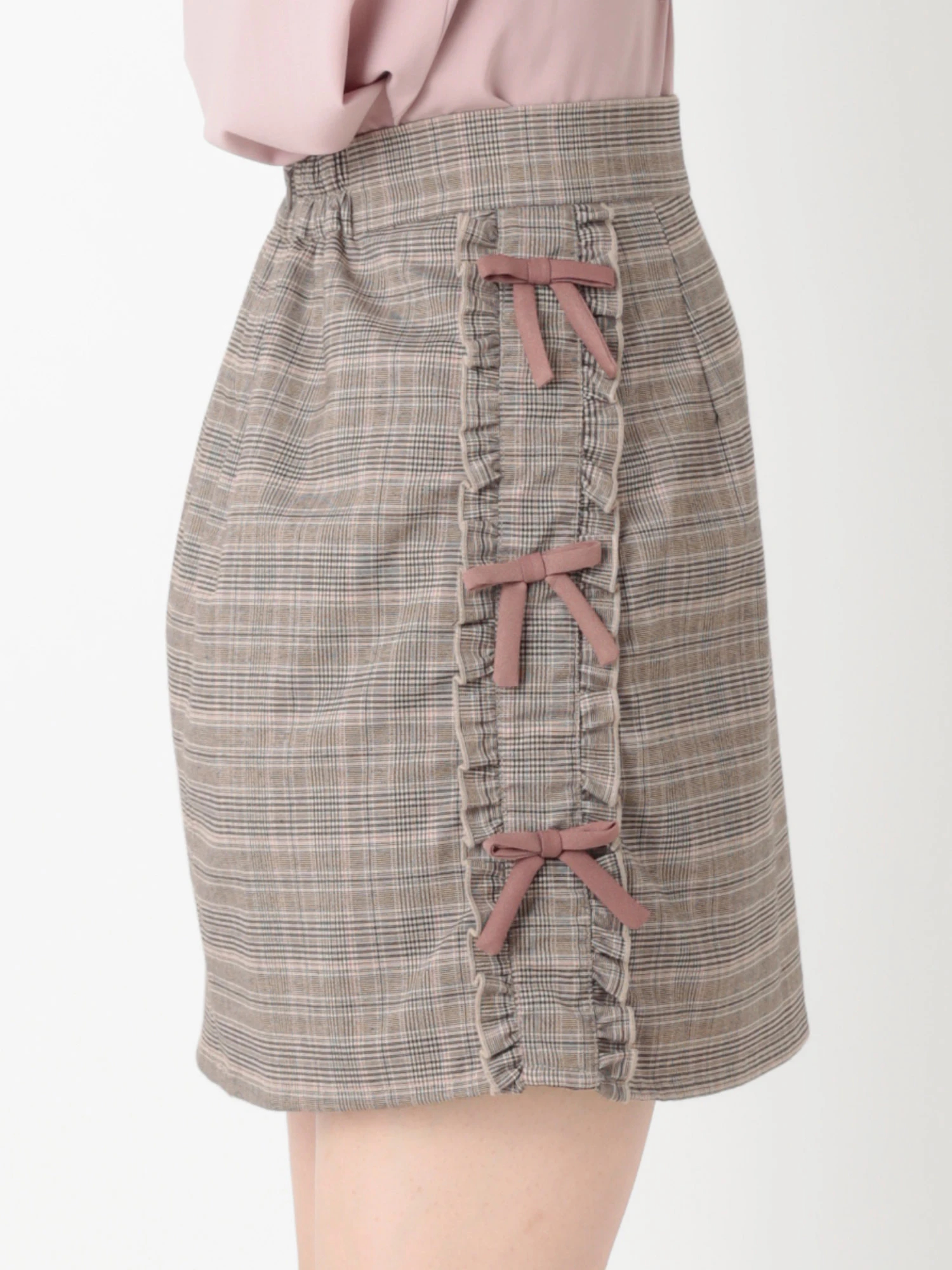 サイドリボン台形ミニスカート - Ank Rouge(アンクルージュ)のスカート