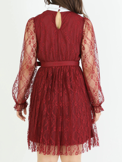 ネックレース付きプリーツレースワンピース