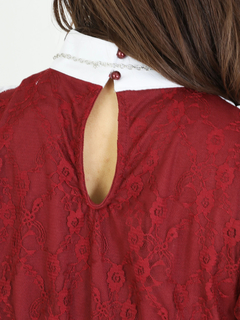 ネックレース付きプリーツレースワンピース