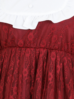 ネックレース付きプリーツレースワンピース