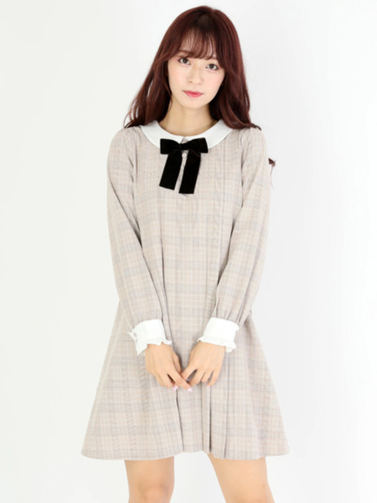 チェック柄タックAラインワンピース - Ank Rouge(アンクルージュ)の