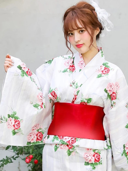RoseStripe浴衣SET(ブルー)