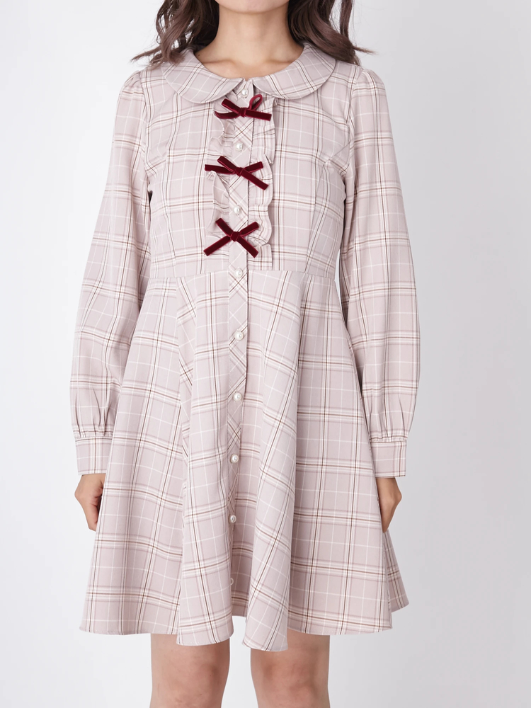 フロントリボンチェックワンピース - Ank Rouge(アンクルージュ)の