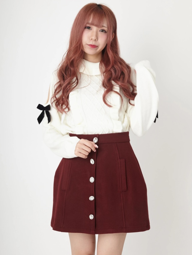 ビジューボタン台形ミニスカート - Ank Rouge(アンクルージュ)の  