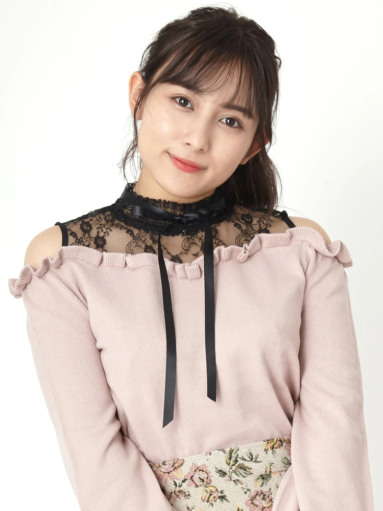 Ank Rouge レースハイネックニット ブラック M Ank Rouge レースハイネックニット ブラック M