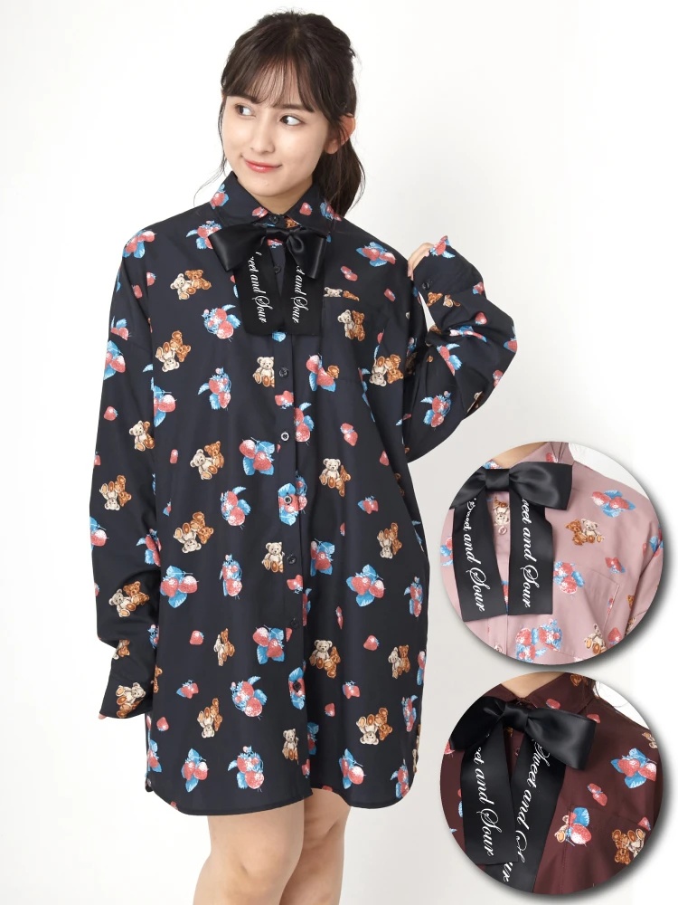 ストロベリーレトロベアbigシャツ Ank Rouge アンクルージュ のシャツ ブラウス ファッション通販 Ailand アイランド