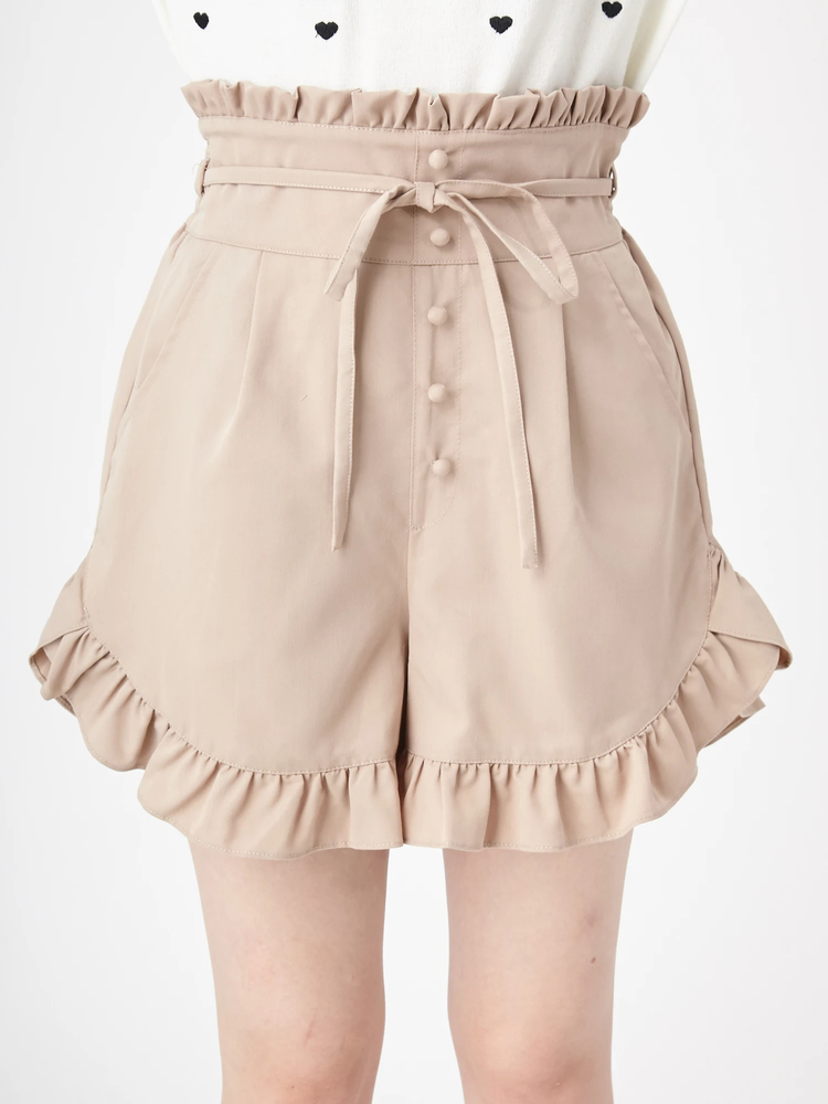 異素材フリルキュロットパンツ(95~150cm)(95cm パープル
