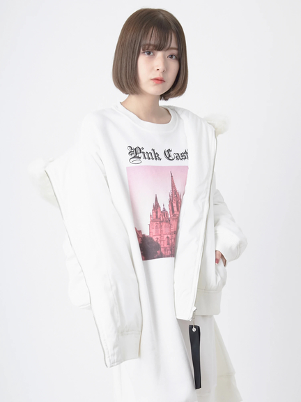 Bearプリント中綿ブルゾン(ホワイト)