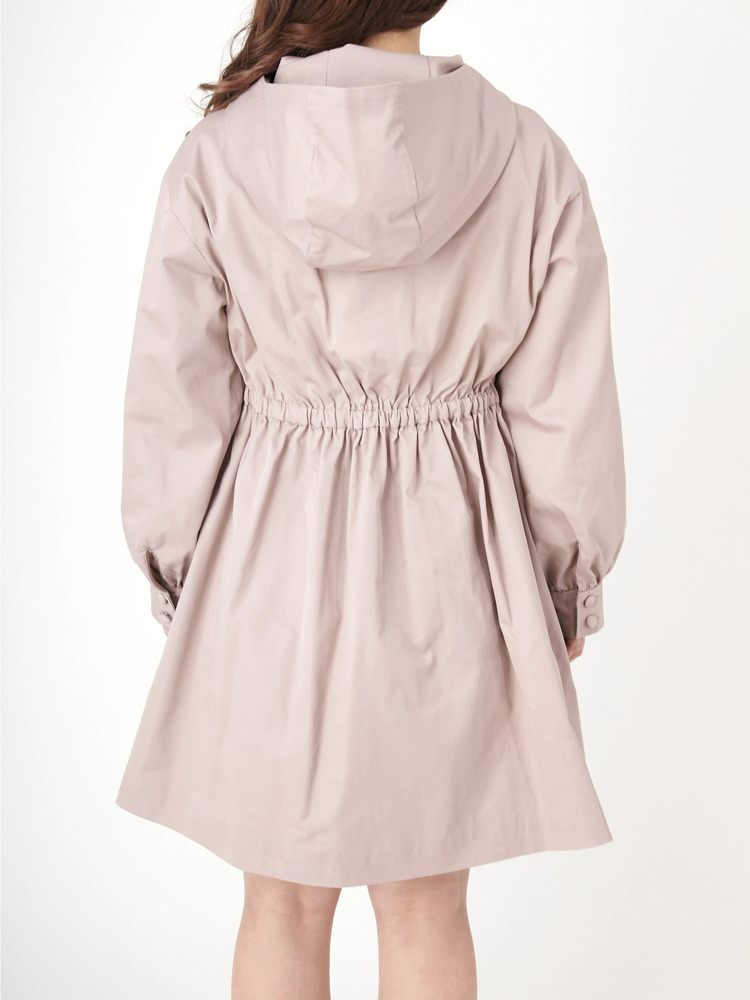 フード付きライトピンクリボンコート ドロストリボンコート - Ank Rouge(アンクルージュ)のコート