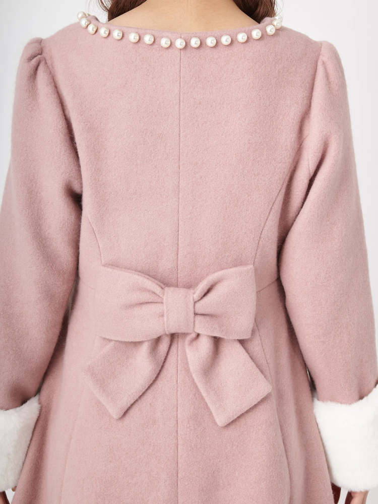 AnMille リボンノーカラーフレアコート リボンフレアノーカラーコート