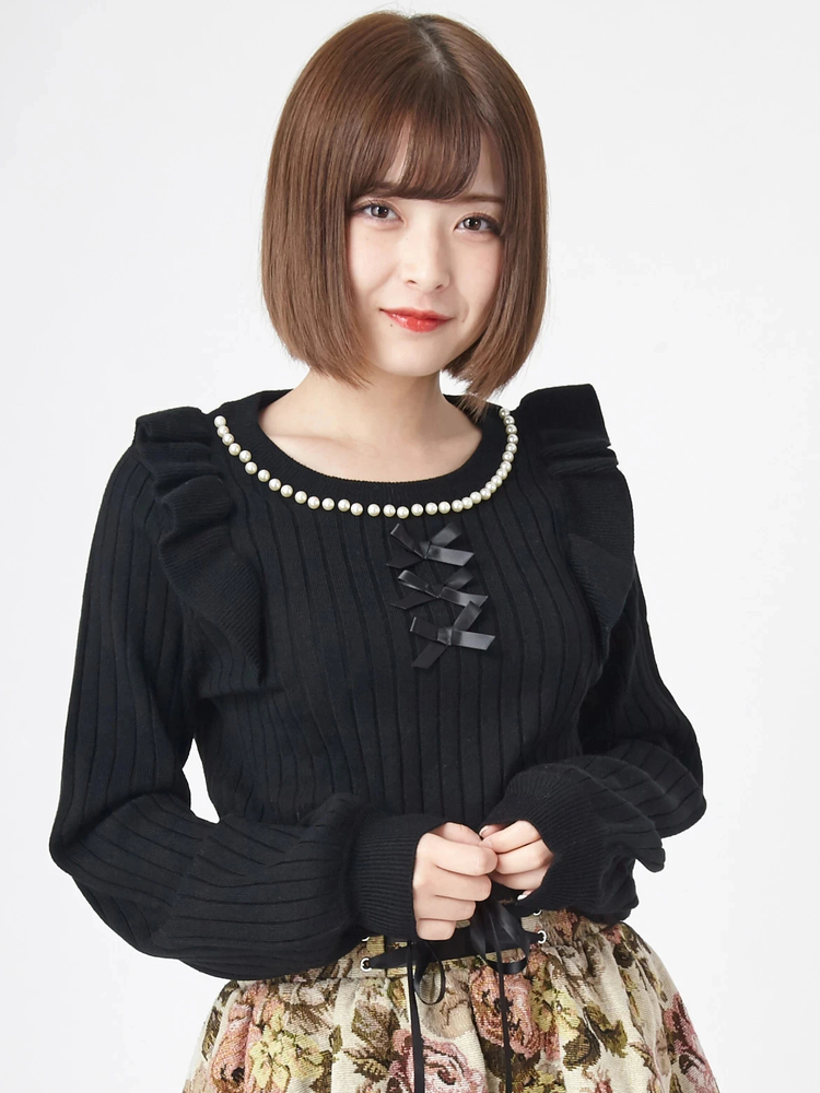 【送料込】 パールリボンニット Rouge(アンクルージュ)のニット Ank - トップス