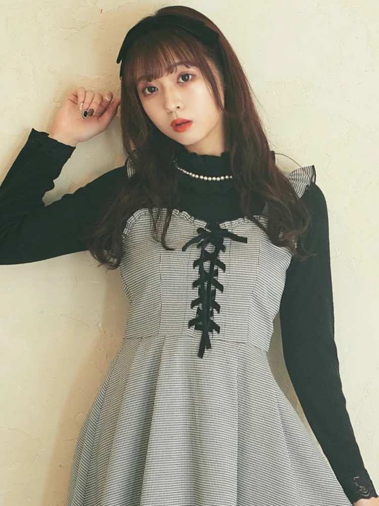 袖レース切り替えパールハイネックニット - Ank Rouge(アンクルージュ