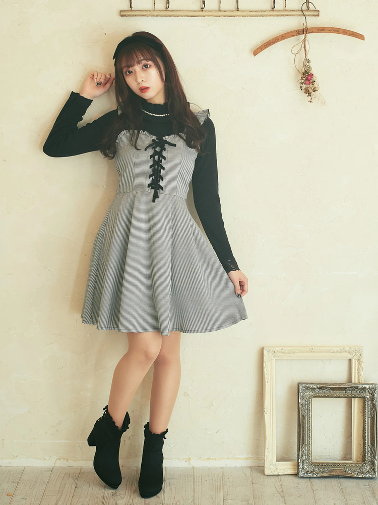 袖レース切り替えパールハイネックニット - Ank Rouge(アンクルージュ